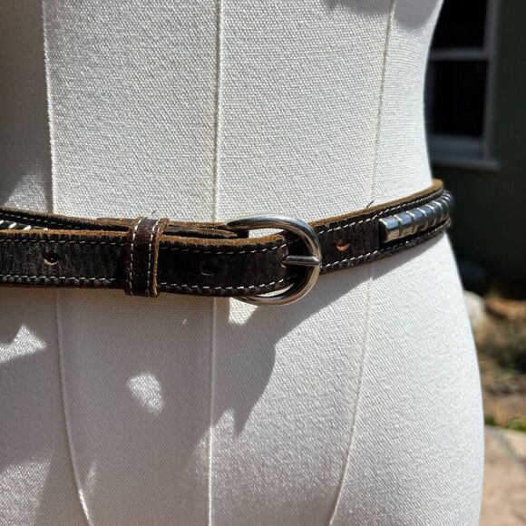 Vintage Statement Belt Brown Leather Nickel Studs English Saddlery Style‎ Sm-Med main image 6